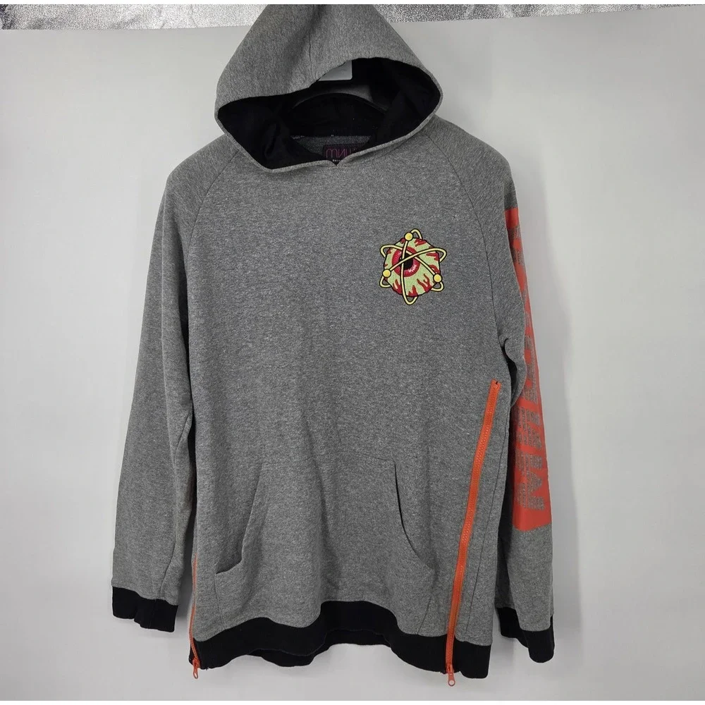 MNWKA NYC Eyeball Hoodie Mens Large Keep Watch Big Eye Side Zip‎ Gray Streetwear
